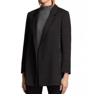 AllSaints Alexia Laced Open Front Black Blazer 42